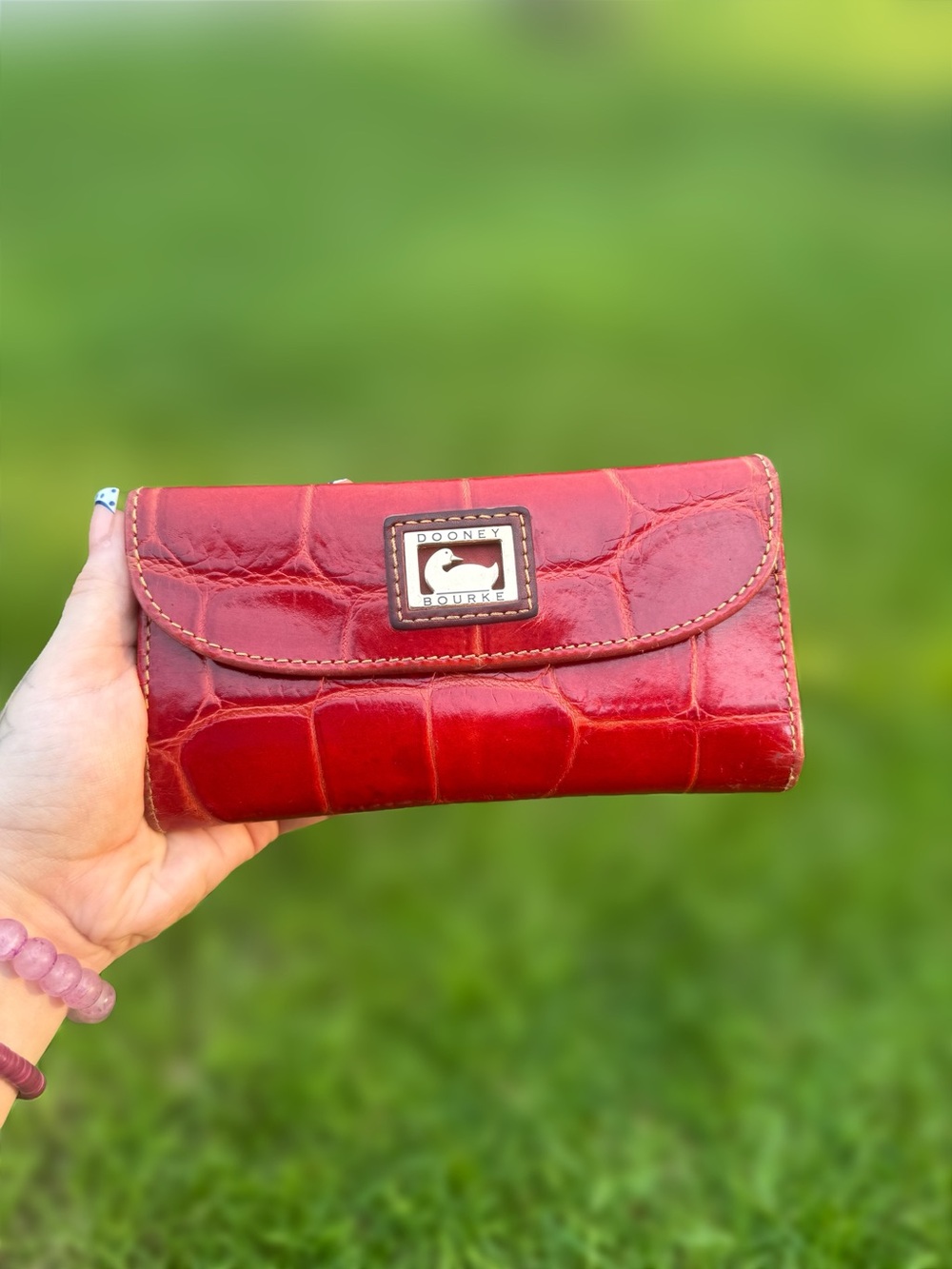 Dooney & Bourke Red Croc-Embossed Leather Wallet